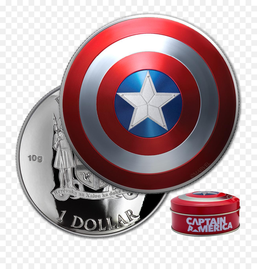Captain America - Shield Emkcom 1 Dollar Fidji Captain America Emoji,Shield Logo Marvel
