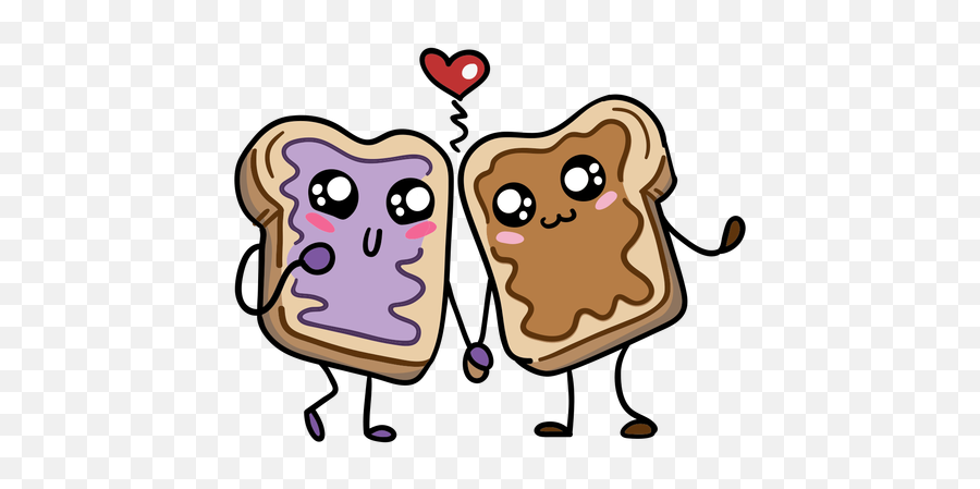 Peanut Butter Jam Sandwich Love - Transparent Png U0026 Svg Sandwich De Mermelada Y Mantequilla De Mani Dibujo Emoji,Bread Transparent Background