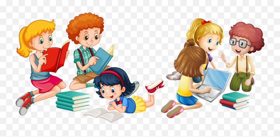 Download Hd Crianças - Kids Reading Books Clipart Kids Reading Books Clipart Emoji,Books Clipart