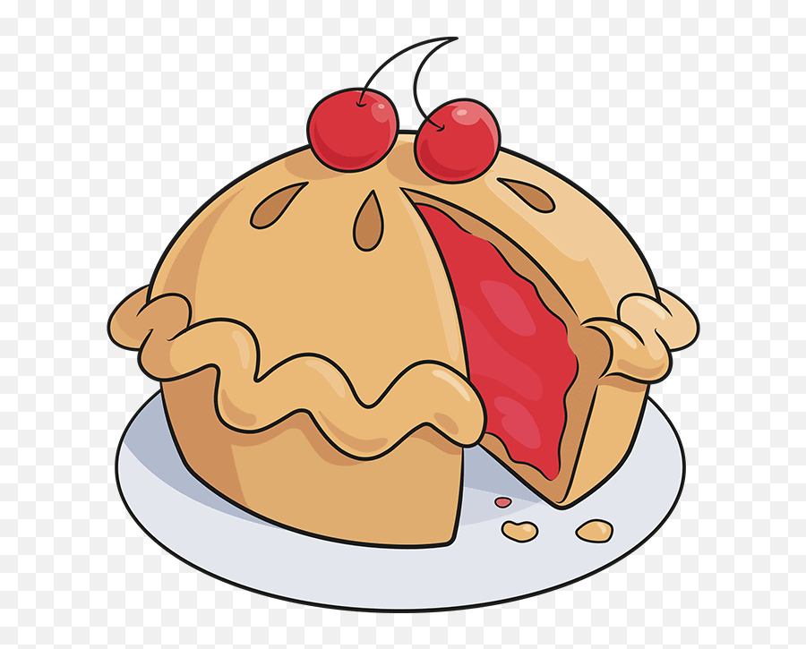 How To Draw A Cherry Pie - Really Easy Drawing Tutorial Emoji,Fruitcake Clipart