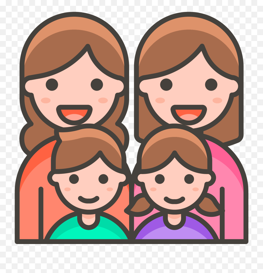 Family Woman Woman Girl Boy Emoji Clipart Free Download,Boys And Girls Clipart