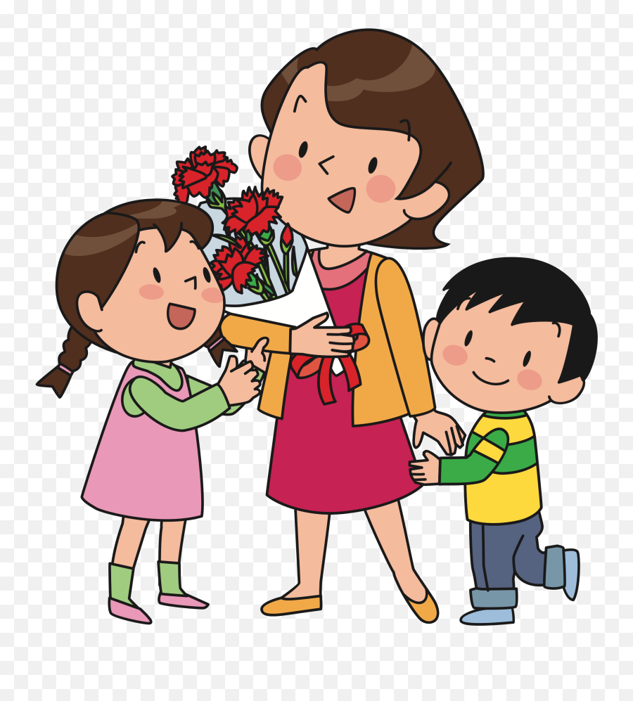 Mother Kids Clipart Transparent - Children With Mom Clipart Emoji,Kids Clipart