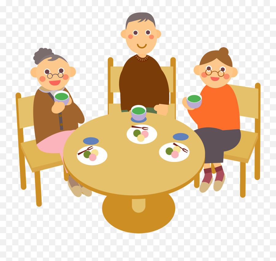 Old People Are Having Tea Clipart - Old People Having Tea Cartoon Free Emoji,People Eating Png