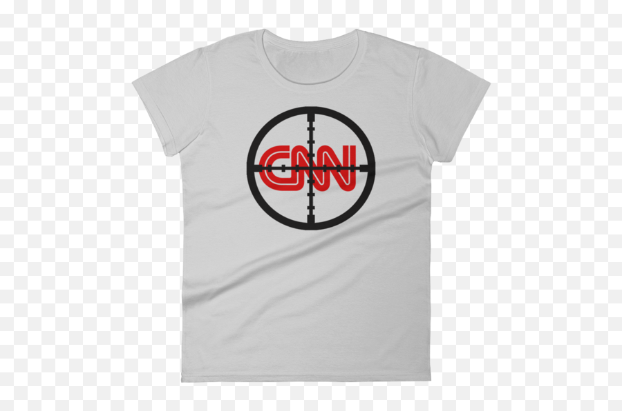 Cnn With Cross Hairs Fake News - Womenu0027s Short Sleeve Tshirt Short Sleeve Emoji,Crosshairs Logo