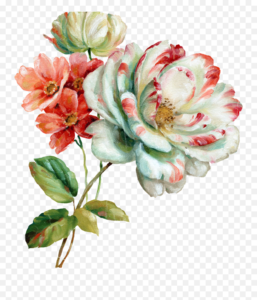 Decoupage Flower Flower Painting Emoji,Painted Flowers Png