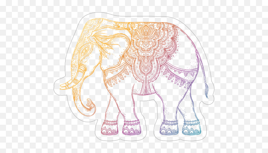 Colorful Elephant Boho Sticker Emoji,Boho Girl Clipart