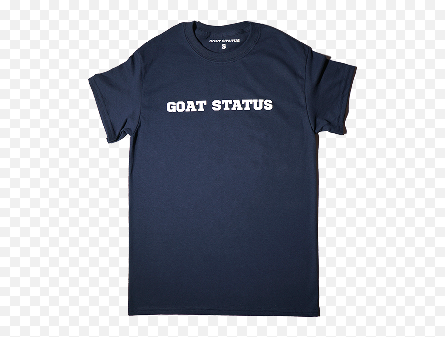 Goat Status Letter Logo T - Shirt Navy Blue Short Sleeve Emoji,Letter Logo