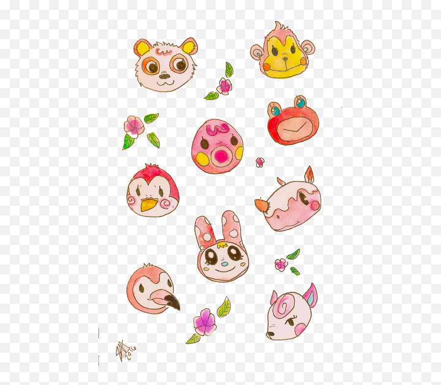 Some Transparent Pink And Blue Animal - Happy Emoji,Animal Crossing Transparent