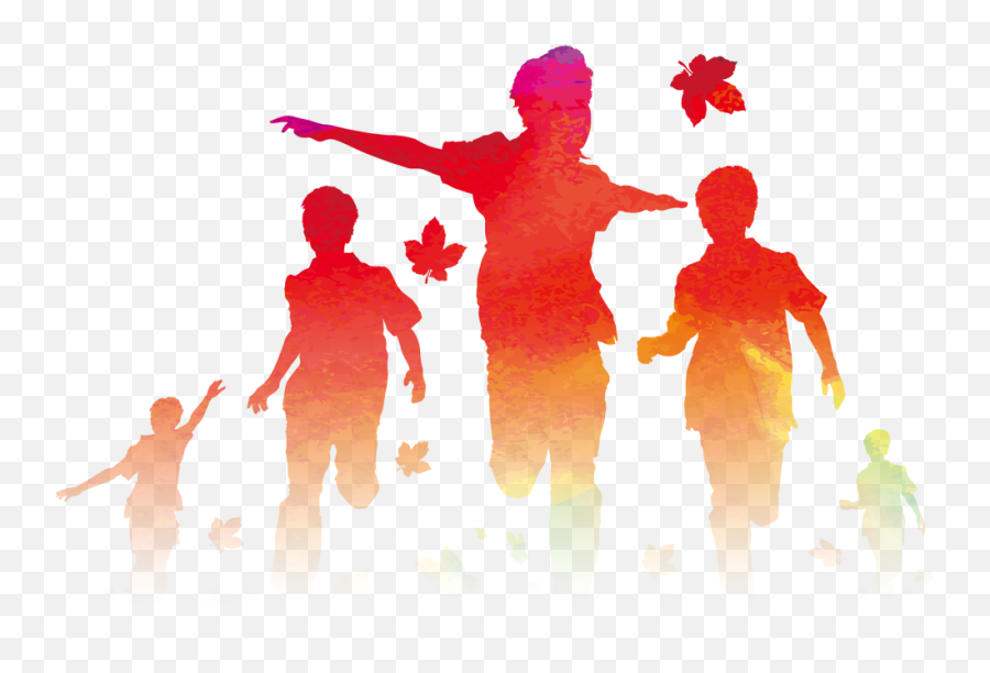 Silhouette Illustration - Children Running Png Download Transparent Kids Playing Silhouette Emoji,Kids Running Clipart