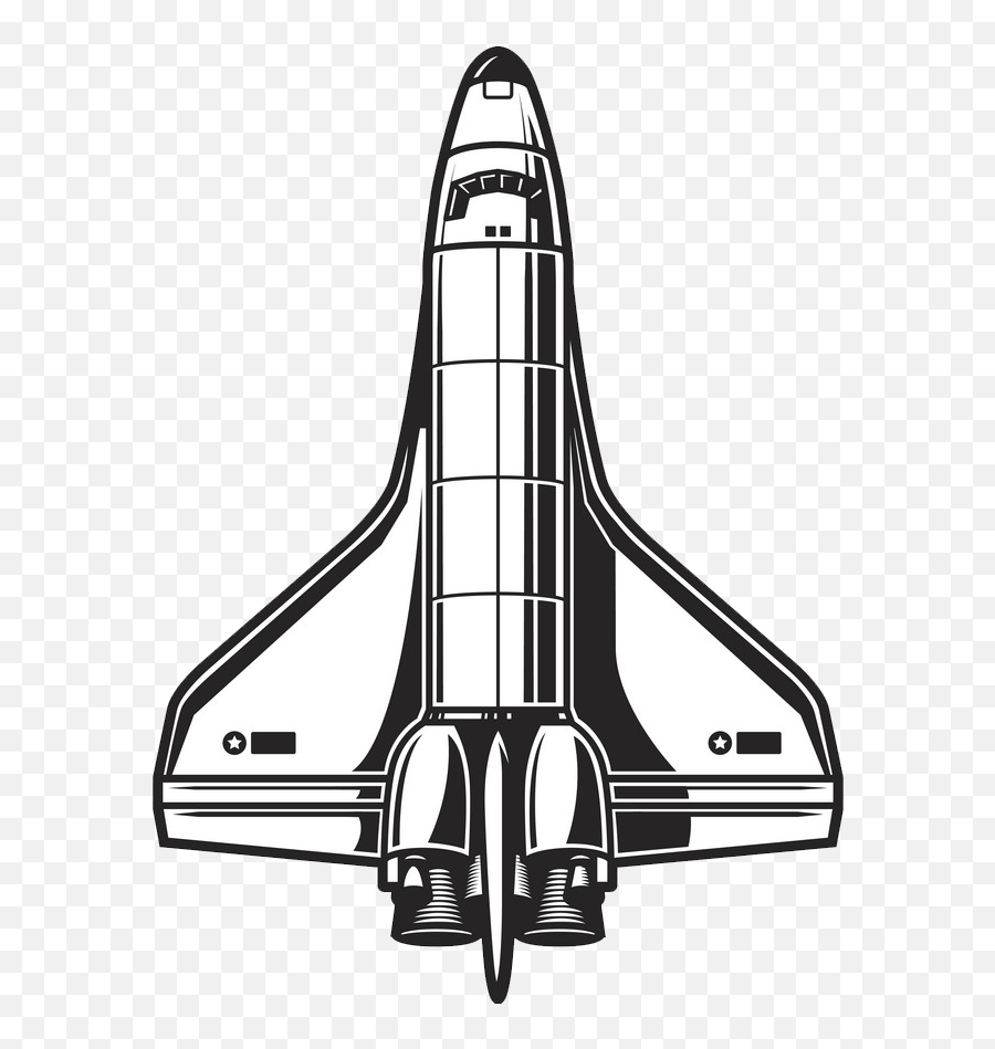 Black And White Spacecraft Png Transparent - Clipart World Vintage Spaceship Illustration Emoji,Space Ship Png