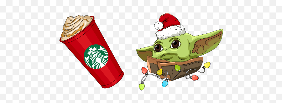 Christmas Baby Yoda And Starbucks Cup - Christmas Cursor Emoji,Baby Yoda Png