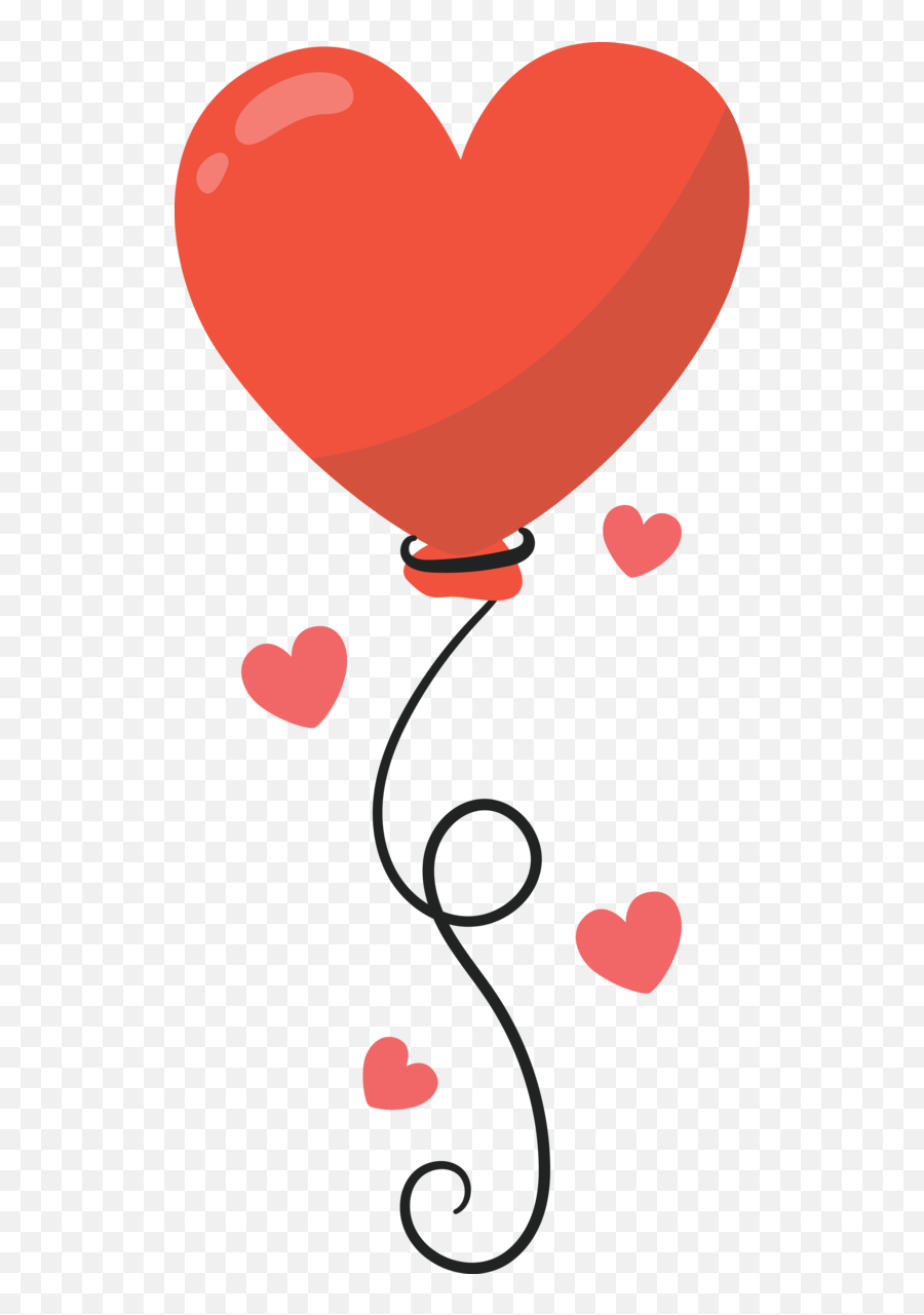 Red Heart Balloon For Valentine Heart - Girly Emoji,Red Heart Transparent