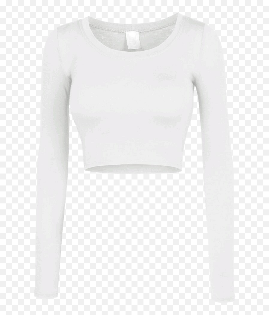 Shirt Croptop Crop White Longsleeve Longsleeves Longsle - Long Sleeve White Shirts Crop Top Emoji,White Shirt Png