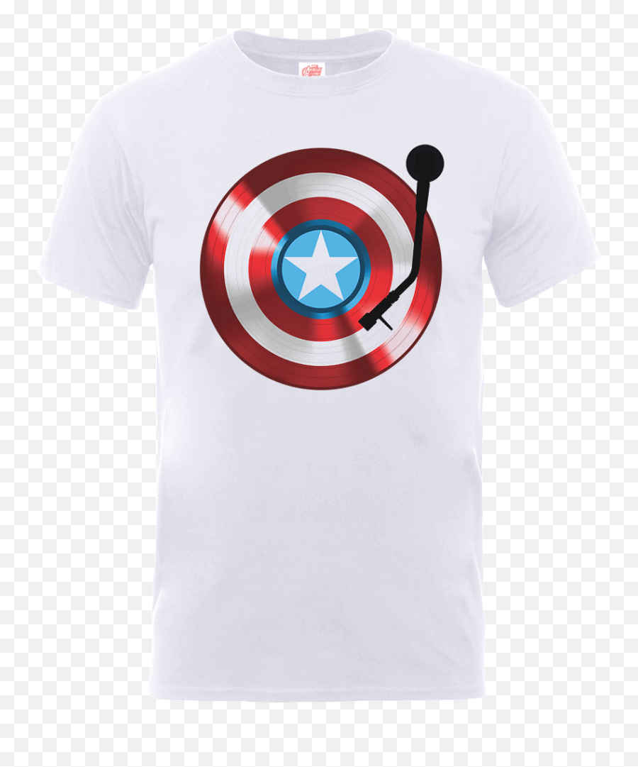 Marvel Avengers Assemble Captain America Record Shield T - Shirt White Captain America Emoji,Shield Logo Marvel