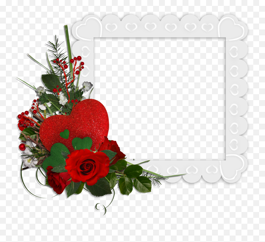 Beautifulwhitetransparentframewithheartsandredroses Emoji,Red Rose Transparent Background