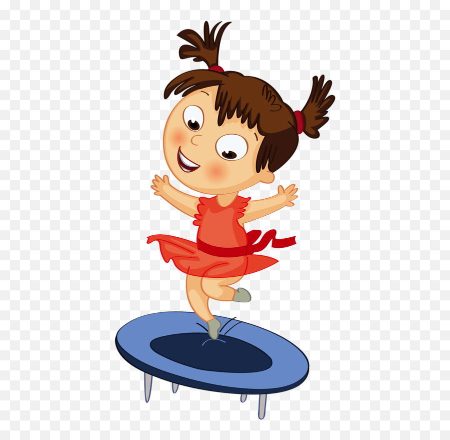 Kids Clipart Cute Cartoon Girl - Clip Art Emoji,Trampoline Clipart