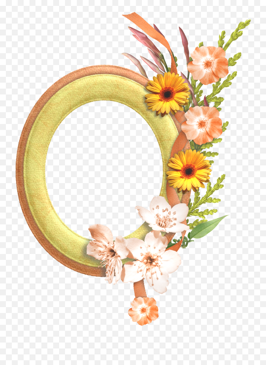 Gold Flower Frame Transparent Background Png Mart - Transparent Flowers Png Backgrounds Emoji,Oval Png