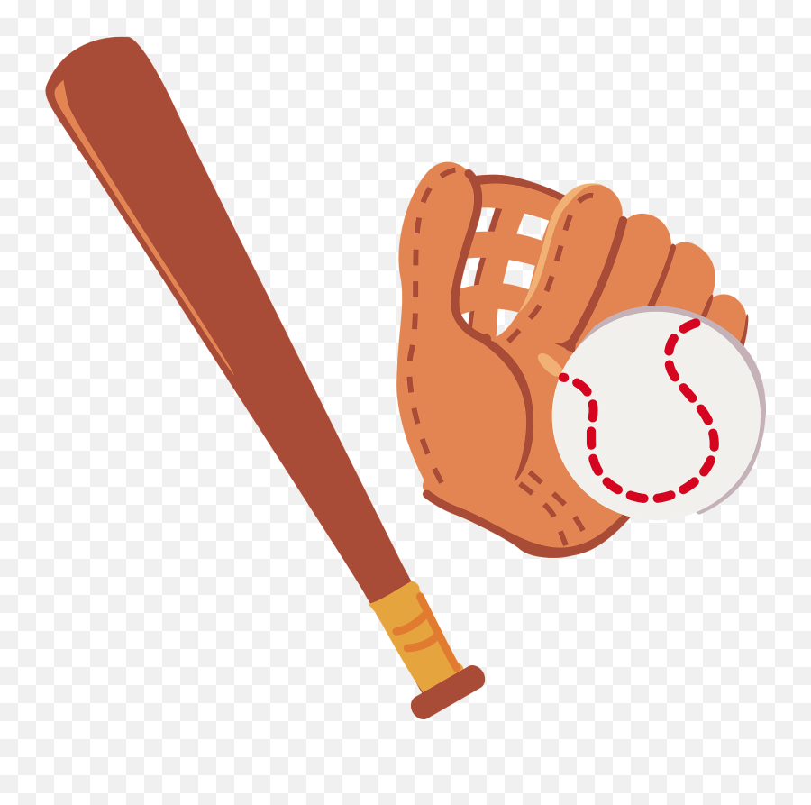 Baseball Glove And Bat Clipart - Baseball And Bat Clipart Transparent Emoji,Baseball Bat Clipart