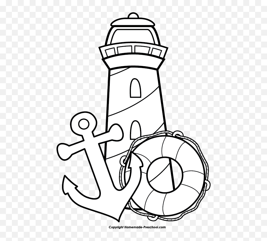 Lighthouse Clipart Nautical Theme - Nautical Anchor Coloring Pages Emoji,Lighthouse Clipart