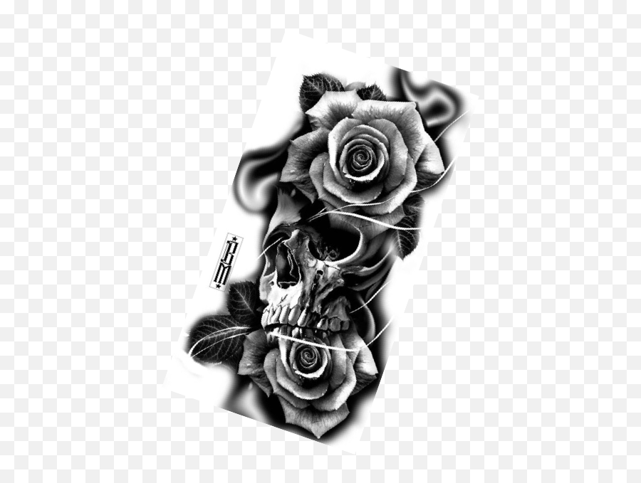Pin By Oleg Lomakin On Desenhos Skull Rose Tattoos Sleeve - Skull And Rose Tattoo Transparent Emoji,Tattoo Sleeve Png