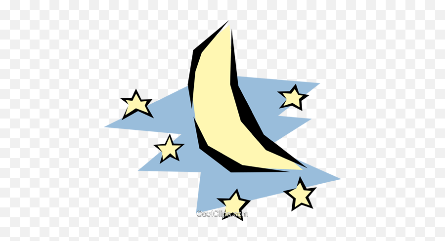 Moon And Stars Royalty Free Vector Clip Art Illustration - Stelle E Luna In Png Emoji,Moon And Stars Clipart