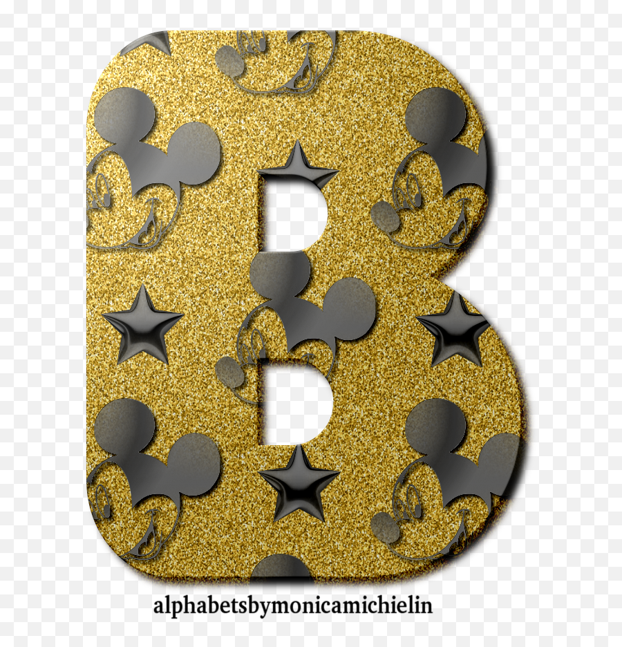 Monica Michielin Alphabets Golden Glitter Mickey Star Emoji,Glitter Stars Png