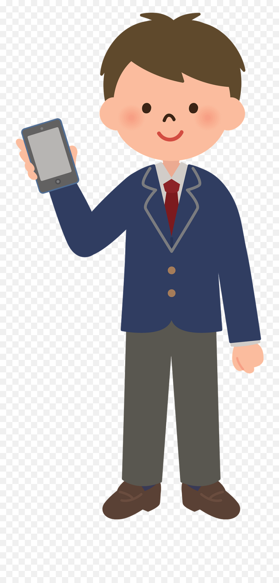 Male Student Is Holding His Smartphone Clipart Free Emoji,Holding Phone Png