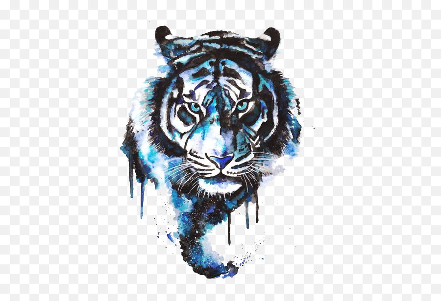 Tattoo Art Watercolor Tiger Painting Drawing - Watercolour Tiger Tattoo Png Emoji,Tiger Face Clipart