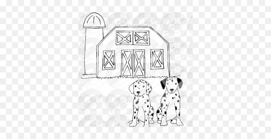 Dogs Are Running On The Farm Picture For Classroom Therapy Emoji,Farm Clipart Black And White