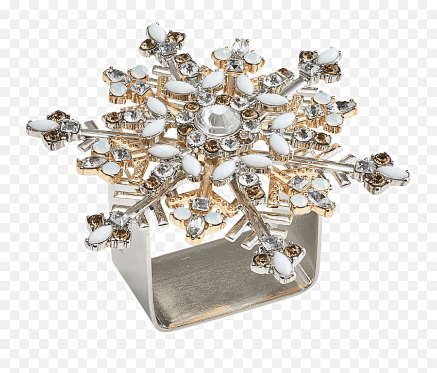 Kim Seybert Snowflake Napkin Ring In Silver U0026 Gold U2013 Set Of 4 Emoji,Gold Snowflake Png
