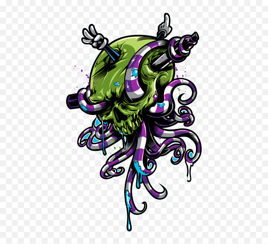 Download Free Tentacle Octopus Skull Illustration Free - Octopus Graffiti Png Emoji,Octopus Clipart