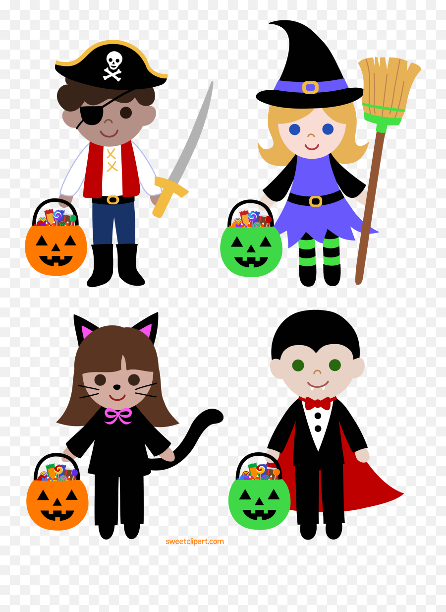 Trick Or Treat Halloween Kids Clipart - Transparent Trick Or Treat Clipart Emoji,Kids Clipart