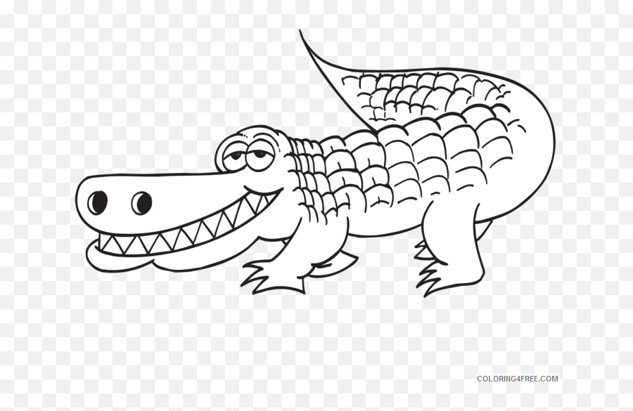 Alligator Coloring Pages White Alligator Outline Clip Art - Crocodile Clipart Black And White Emoji,Wizard Of Oz Clipart