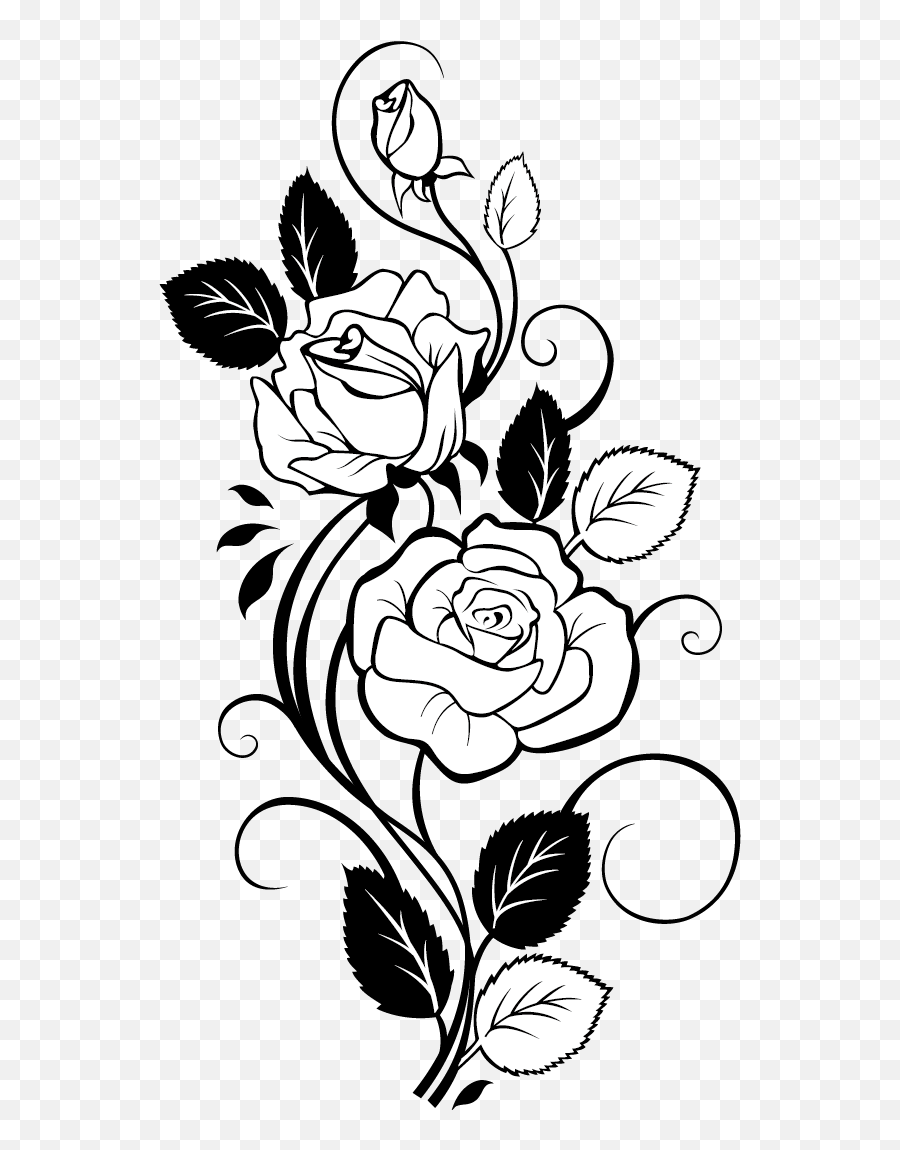 View Full Size Silhouette Rose Vine Clipart - Drawing Rose Rose Flower Design Sketch Emoji,Vine Clipart