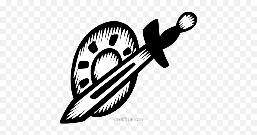 Sword And Shield Royalty Free Vector Clip Art Illustration - Spada E Scudo Png Emoji,Shield Clipart Black And White