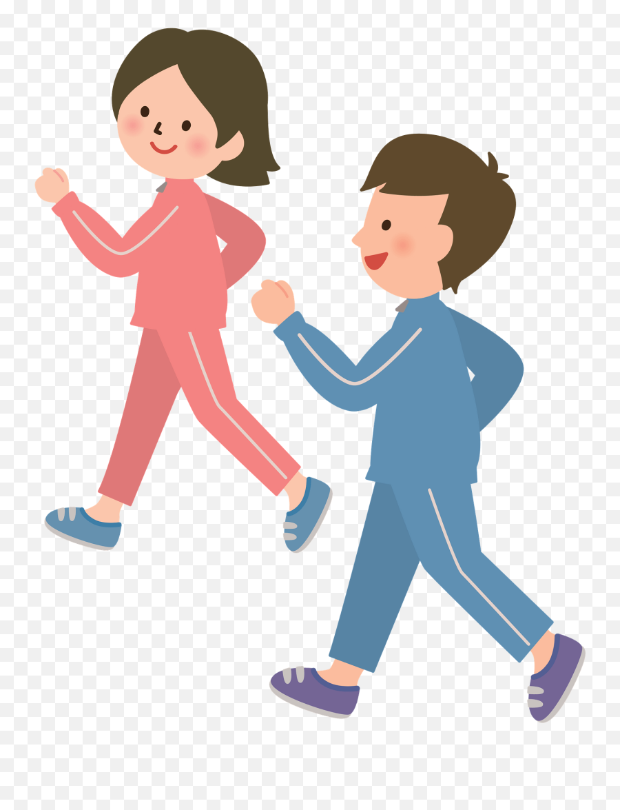 Couple Is Walking For Exercise Clipart - Couple Walking Cartoon Png Emoji,Exercise Clipart