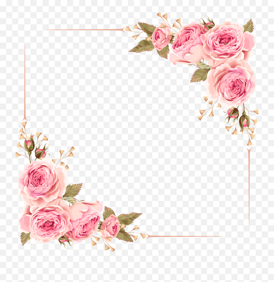 Flower Border Frame Png - Transparent Background Rose Corner Border Emoji,Flower Border Clipart