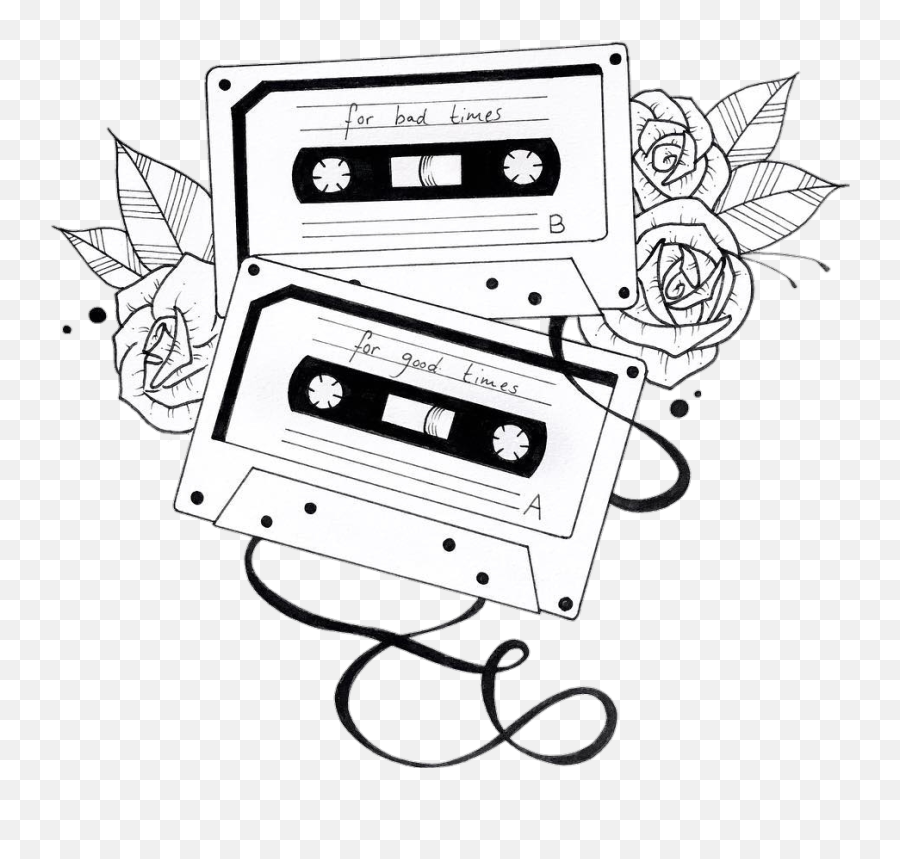 Download Image Freeuse Library Tumblr Art Blackandwhite - Draw A Cassette Tape Emoji,Cassette Tape Clipart