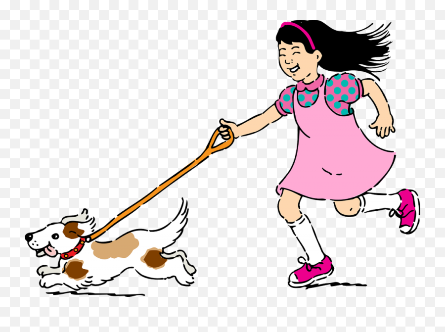 Pet Pets Girl - Free Vector Graphic On Pixabay Walk My Dog Cartoon Emoji,Kids Running Clipart