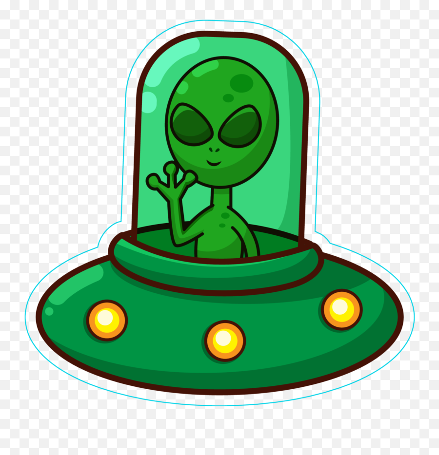 Alien Spaceship Png - Alien In Spaceship Cartoon Sticker Emoji,Alien Spaceship Png