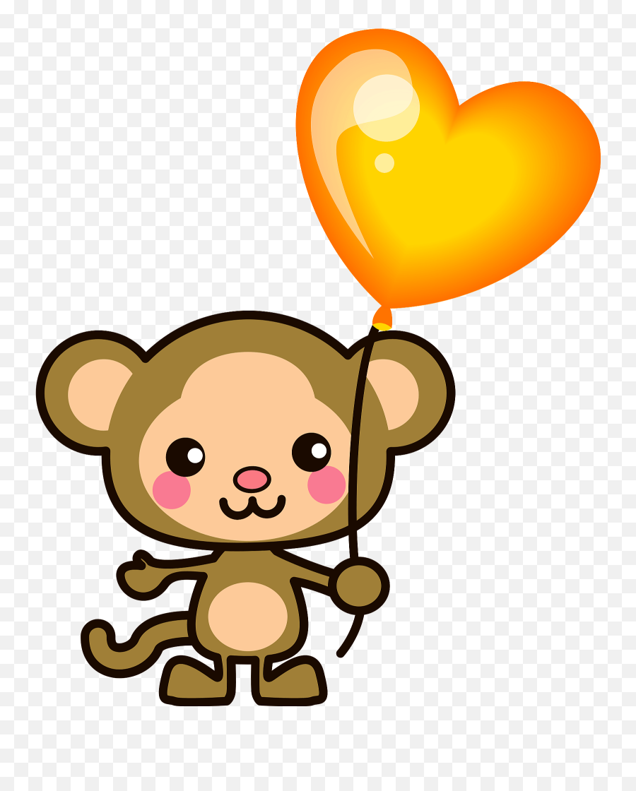 Monkey Is Holding A Heart Balloon Clipart Free Download Emoji,Balloon Clipart Transparent Background
