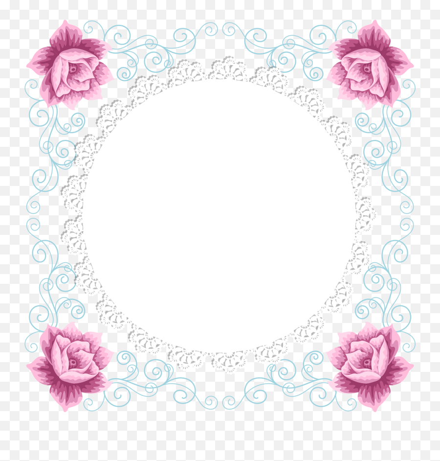 Roses And Lace Frame - Lace Full Size Png Download Seekpng Emoji,Lace Ribbon Png