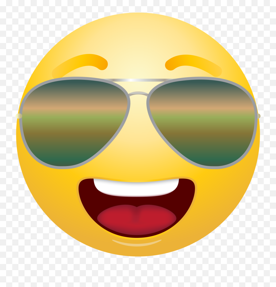 Emoticon Emoji With Sunglasses Clipart - Emoji Transparent Background Transparent Smiley Face,Sunglasses Clipart