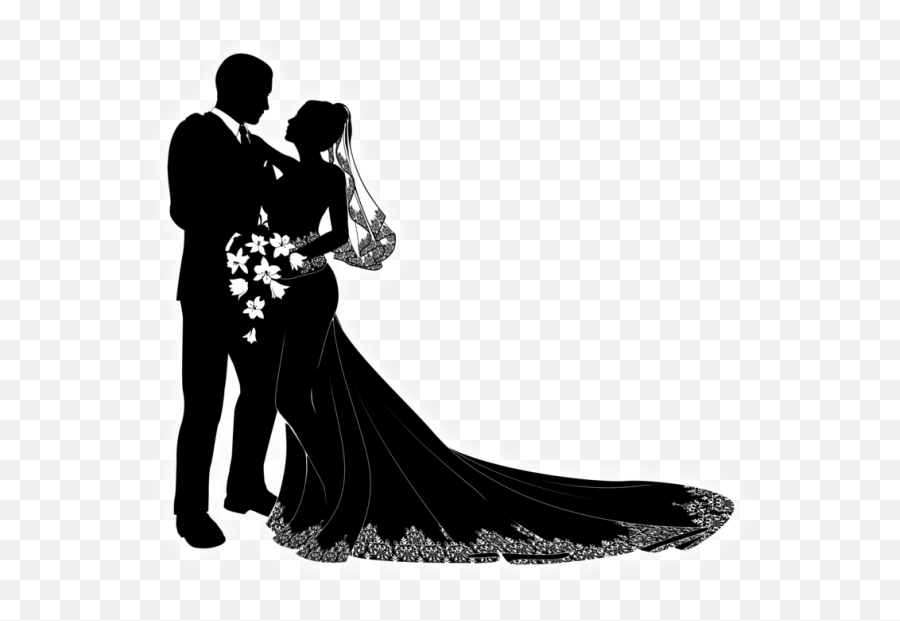Bride And Groom Silhouette Vector Free - Wedding Couple Silhouette Emoji,Bride And Groom Clipart