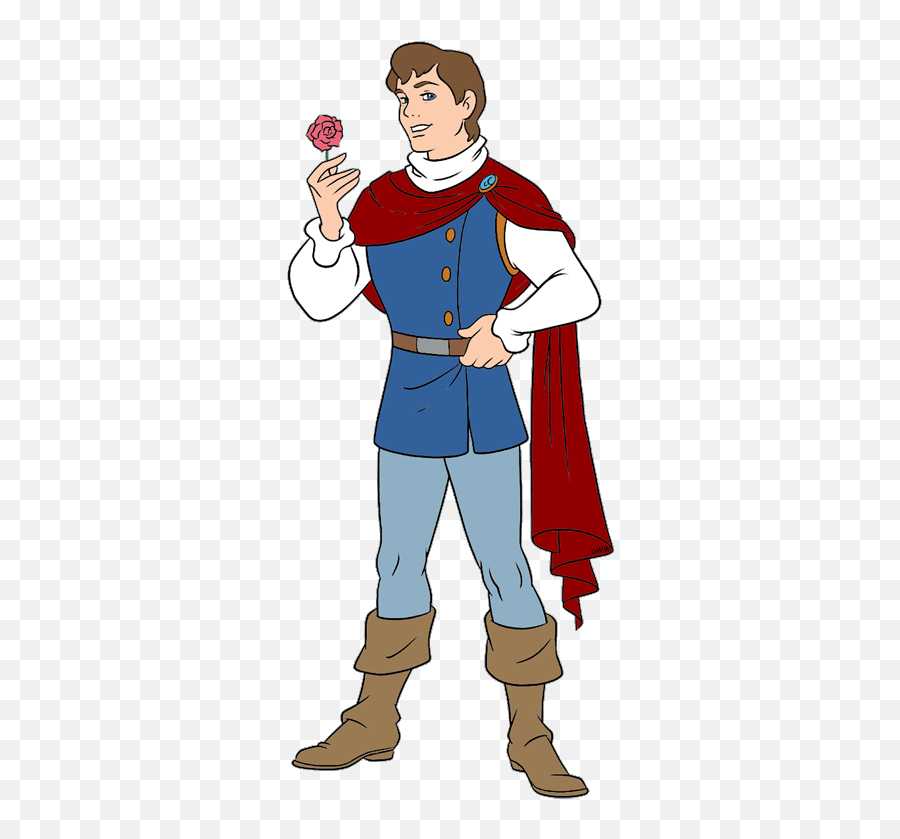 Snow White And The Prince Clip Art - Cartoon Prince With Rose Emoji,Prince Clipart
