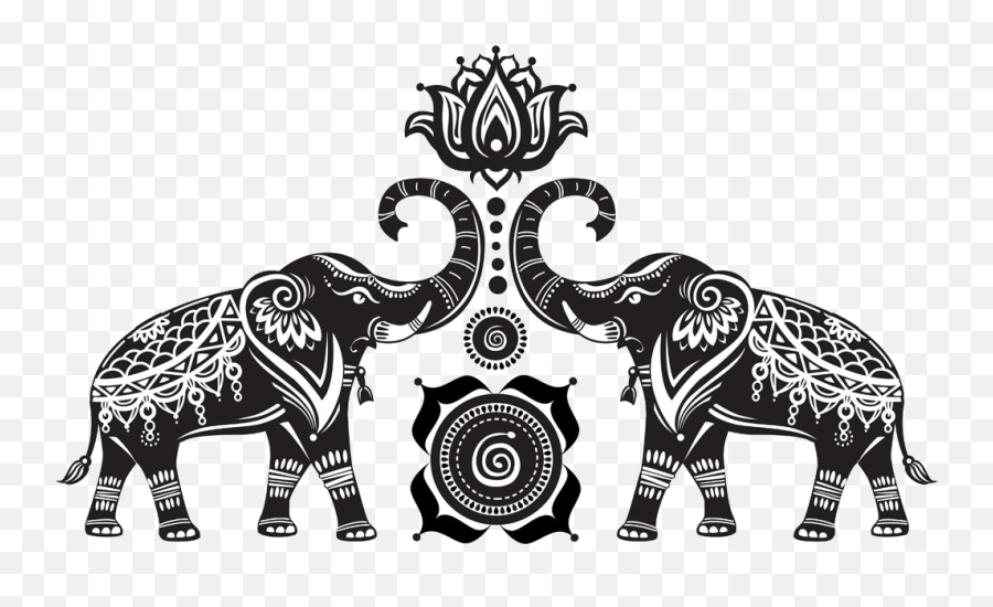 Elephant Clip Art Mandala - Elephant With Lotus Vector Indian Elephant Png Emoji,Elephants Clipart