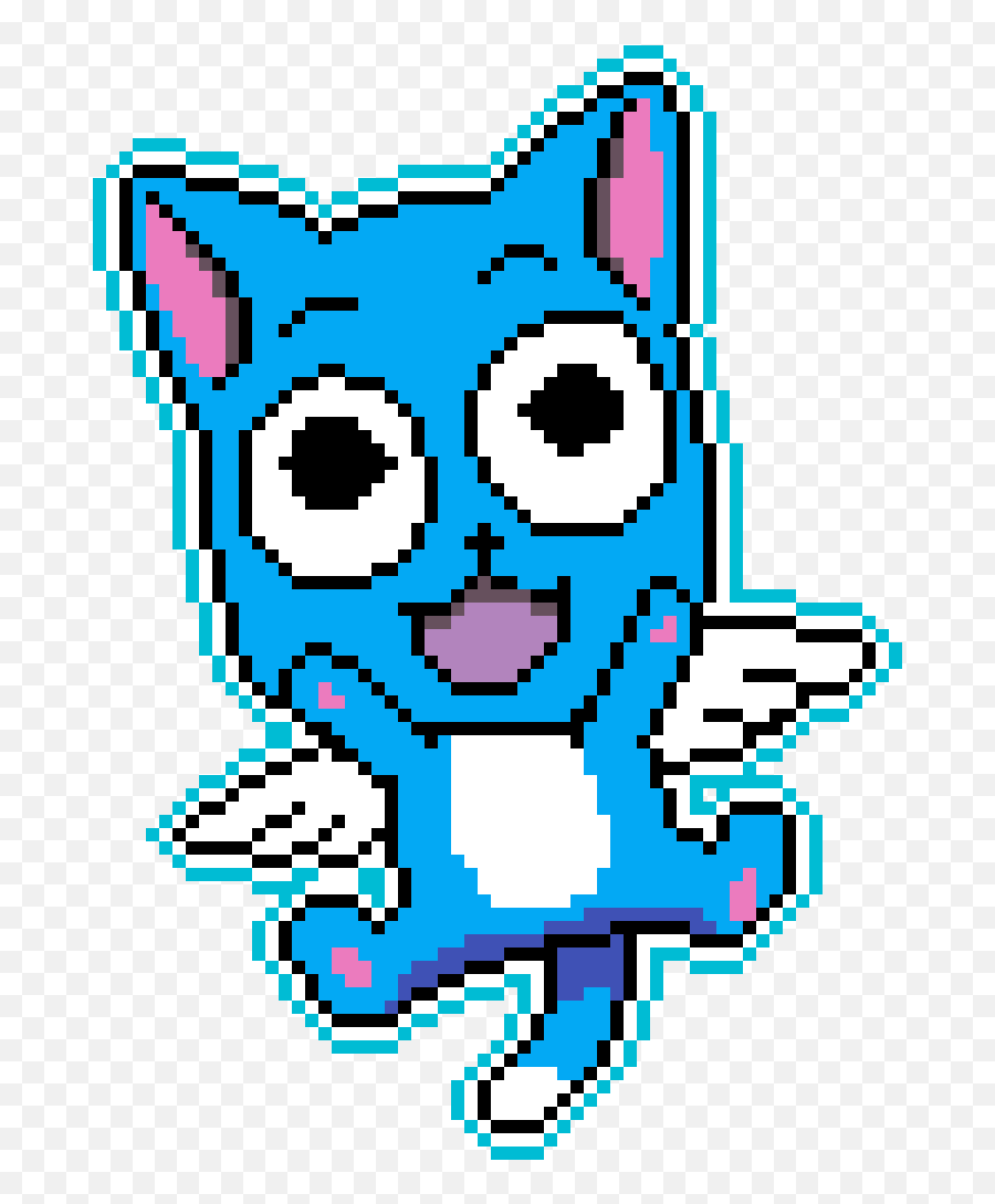 Download Happy The Dragon Cat - Fairy Tail Happy Pixel Art Emoji,Cat Tail Png