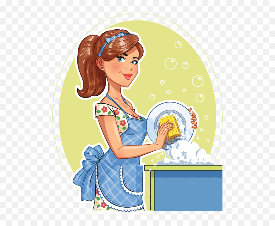 Dishes Clipart Woman Dishes Woman Transparent Free For - Maid Washing Dishes Cartoon Emoji,Dishes Clipart