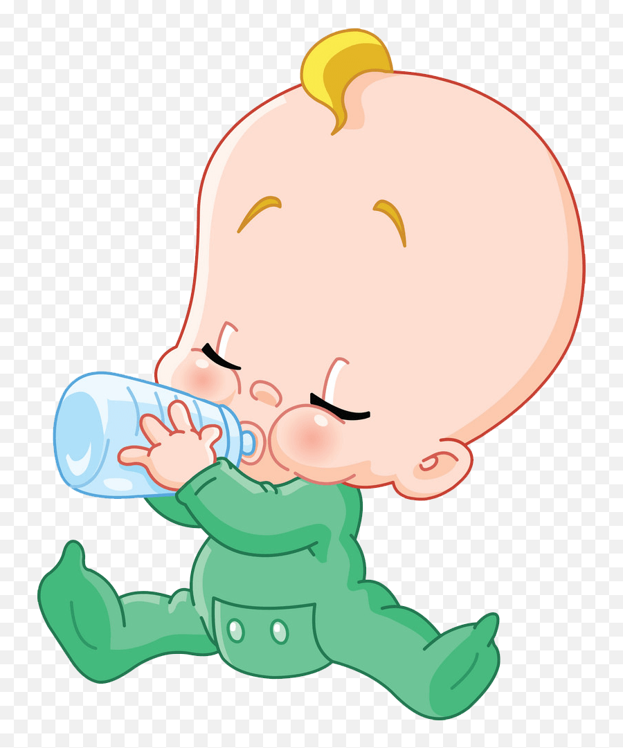 Baby With Baby Bottle Clipart - Baby Drinking Bottle Clipart Emoji,Baby Bottle Clipart