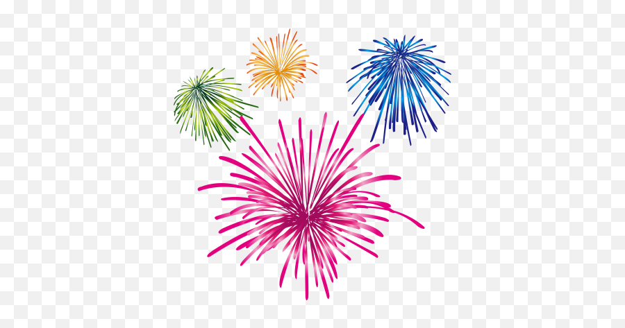 Transparent Colorful Fireworks Orange Blue Green Pink - Transparent Background Fireworks Cartoon Emoji,Fireworks Transparent